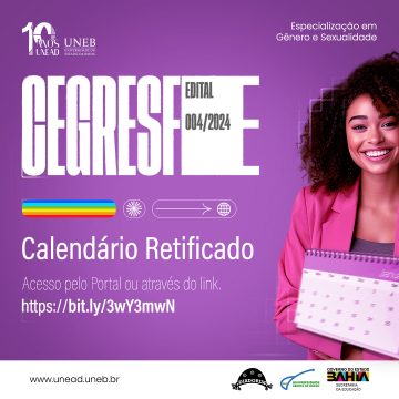Unead divulga nova retificação de Calendário da CEGRESFE – Especialização em Gênero e Sexualidade