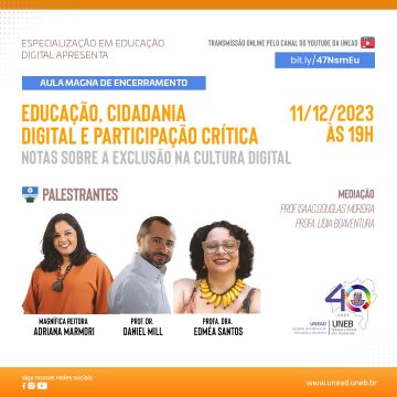 Curso de Especialização em Educação Digital convida para Aula Magna de Encerramento – 11/12/2023