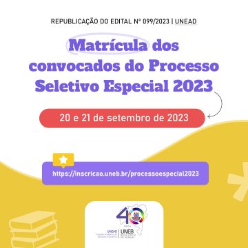 -ATENÇÃO- Período de Matrícula dos convocados do Processo Seletivo Especial 2023