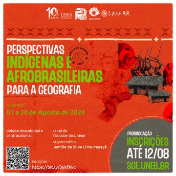 Prorrogação do prazo de inscrição – Projeto de Extensão “Perspectivas indígenas e afrobrasileiras para a Geografia”