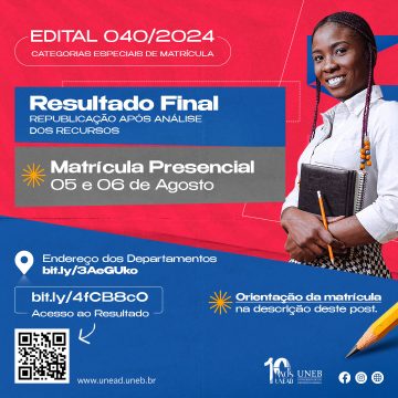 Unead divulga Resultado Final – Republicação Após Análise dos Recursos do Edital 040/2024 – Categorias Especiais De Matrícula