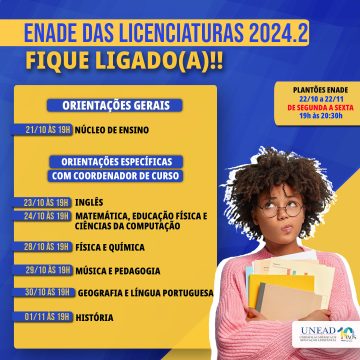 UNEAD divulga orientações para ENADE das Licenciaturas 2024.2